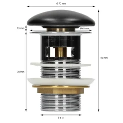 Lavabo|Ml-Design Lavabo en céramique noir lave-mains avec garniture de vidage 590x380x190 mm