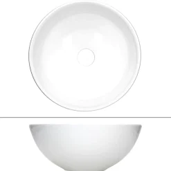 Ml-Design Lavabo en céramique ronde blanc sans trop-plein avec bonde de vidage 280x116 mm