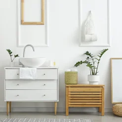 Ml-Design Lavabo en céramique ronde blanc sans trop-plein avec bonde de vidage 280x116 mm