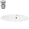 Luxebath Lavabo encastré céramique blanc brillant ovale avec bonde vidange 57x48,5x19,5cm