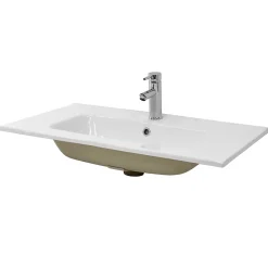 Ml-Design Lavabo encastré en céramique blanc avec garniture de vidage chrome