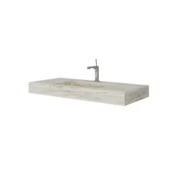 Lavabo|Kiamami Valentina Lavabo Hpl 100 Cm Avec Installation Suspendue En Chêne Glace Effet Bois