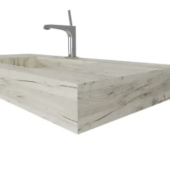 Lavabo|Kiamami Valentina Lavabo Hpl 100 Cm Avec Installation Suspendue En Chêne Glace Effet Bois