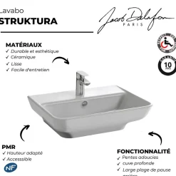 Lavabo|Jacob Delafon Lavabo Struktura adapté PMR blanc