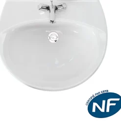 Lavabo|Sanindusa Lavabo mural 55 cm céramique traditionnelle Aveiro blanc sans trous