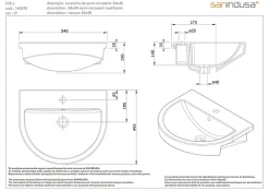 Lavabo|Sanindusa Lavabo mural céramique traditionnelle UrbY 54x46 blanc (robinet et vidage non inclus)