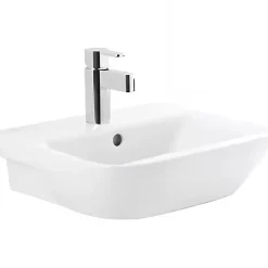 Sanindusa Lavabo mural céramique traditionnelle Look 50x41 blanc (robinet et vidage non inclus)