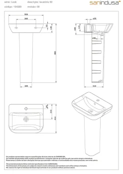 Sanindusa Lavabo mural céramique traditionnelle Look 50x41 blanc (robinet et vidage non inclus)
