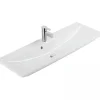 Sanindusa Lavabo mural céramique traditionnelle Look 83x46 blanc (robinet et vidage non inclus)