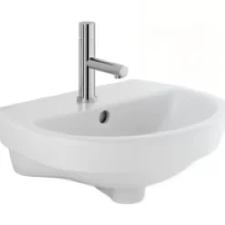 Sanindusa Lavabo mural céramique traditionnelle 46x37cm Easy blanc (robinet et vidage non inclus)