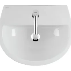 Sanindusa Lavabo mural céramique traditionnelle 46x37cm Easy blanc (robinet et vidage non inclus)