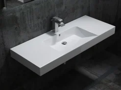 Lavabo|Bernstein Lavabo mural design 122x48x13,5cm en marbre coulé - BS6036 - blanc