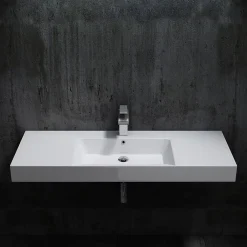 Lavabo|Bernstein Lavabo mural design 122x48x13,5cm en marbre coulé - BS6036 - blanc