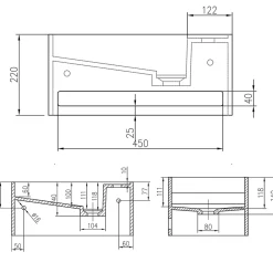 Bernstein Lavabo mural en fonte minérale 50x30x22cm avec porte-serviettes intégré - blanc mat - PB2078