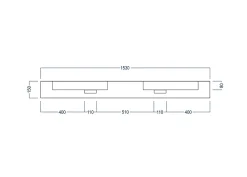 Lavabo|Bernstein Lavabo mural en fonte minérale 153x45x15cm Blanc mat, Sans Console métallique métallique