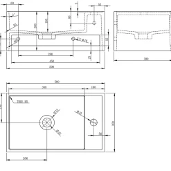 Bernstein Lavabo mural en fonte minérale 50x30x20cm - blanc mat - avec porte-serviettes intégré - PB2078