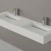 Bernstein Lavabo mural en fonte minérale 153x45x15cm Blanc mat + Console métallique sur pieds 150S