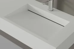 Bernstein Lavabo mural en fonte minérale 153x45x15cm Blanc mat + Console métallique sur pieds 150S