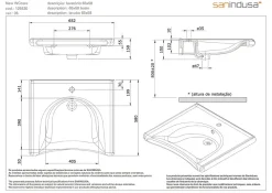 Lavabo|Sanindusa Lavabo mural PMR extra plat galbé normes handicapé porcelaine vitrifiée NewWCCare blanc 65x58 avec trop plein
