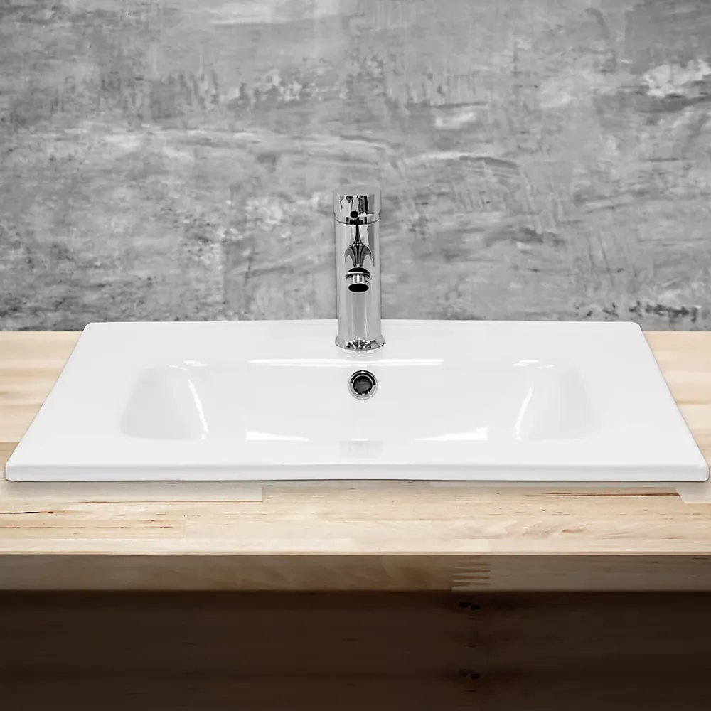 Vasque À Encastrer|Ml-Design Lavabo éncastre en ceramique blanc vasque lave-main rectangulaire 610x165x460 mm
