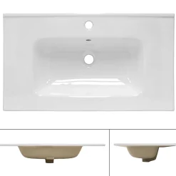Lavabo|Ml-Design Lavabo éncastre en céramique blanc vasque a poser rectangulaire 810x165x640 mm