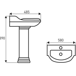 Lavabo|Kerra Lavabo retro sur colonne ABERY 58 cm en ceramique