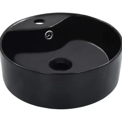 Lavabo|Home Maison Lavabo rond avec trop-plein (36x13 cm - Noir)