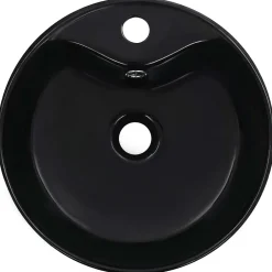Lavabo|Home Maison Lavabo rond avec trop-plein (36x13 cm - Noir)