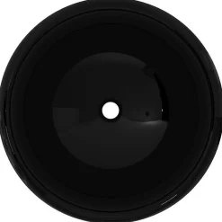 Lavabo|Vidaxl Lavabo rond en céramique noir - - 40 x 15 cm - Design moderne et tendance