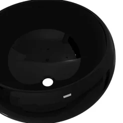Lavabo|Vidaxl Lavabo rond en céramique noir - - 40 x 15 cm - Design moderne et tendance