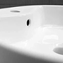 Vasque À Poser|ECD Germany Lavabo Ronde en Céramique, 460x460x155 mm, Blanc, avec Garniture de Vidage