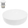 Lavabo|ECD Germany Lavabo salle de bain céramique blanc avec garniture de vidange 400x400x135 mm