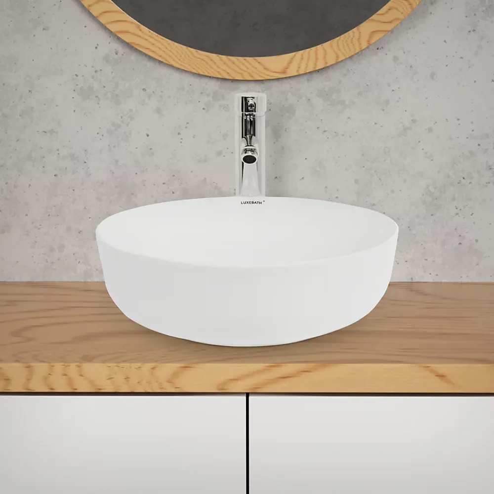 Lavabo|ECD Germany Lavabo salle de bain céramique blanc avec garniture de vidange 400x400x135 mm