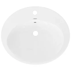 Vasque À Encastrer|Ml-Design Lavabo salle de bain encastrable ovale évier en céramique blanc 570x195x485 mm