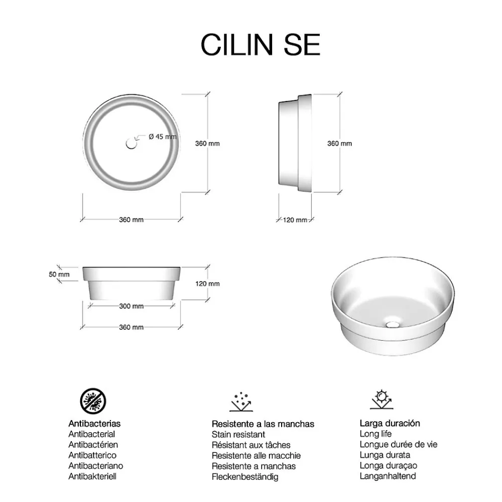Poalgi Lavabo semi-encastré CILIN SE céramique 36x12x36 cm blanc