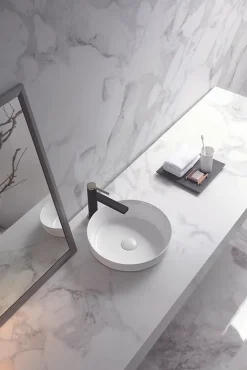 Poalgi Lavabo semi-encastré CILIN SE céramique 36x12x36 cm blanc