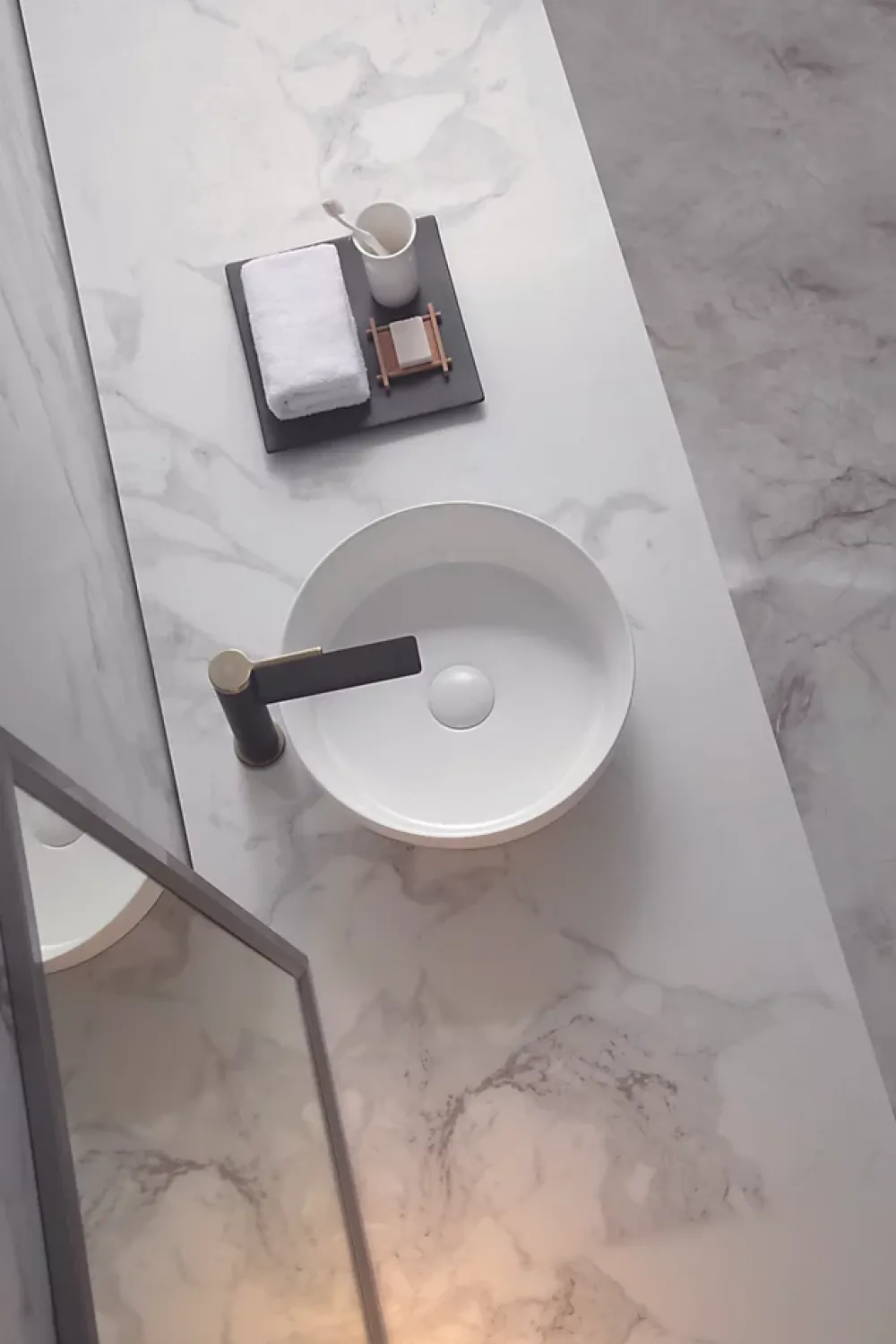 Poalgi Lavabo semi-encastré CILIN SE céramique 36x12x36 cm blanc