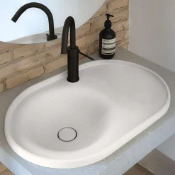 Poalgi Lavabo semi-encastré résine Wraitom 64x14,5x42 cm blanc série DAL