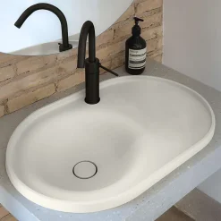 Poalgi Lavabo semi-encastré résine Wraitom 64x14,5x42 cm blanc marfil série DAL