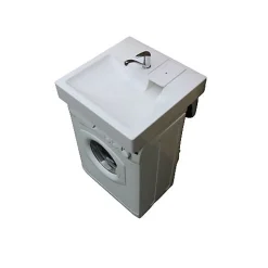 Plusdeplace Lavabo spécial Machine À Laver Gpm2 - Siphon déporté dans le coin - 47cm de profondeur libéré sous la vasque - Pour machine à lave