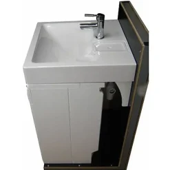 Plusdeplace Lavabo spécial Machine À Laver Gpm2 - Siphon déporté dans le coin - 47cm de profondeur libéré sous la vasque - Pour machine à lave