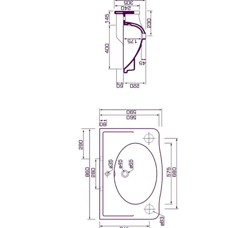 Sarreguemines Lavabo sur colonne Louxor blanc