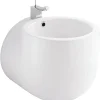 Sanindusa Lavabo suspendu cylindrique contemporain céramique traditionnelle WCA blanc (robinet non inclus)