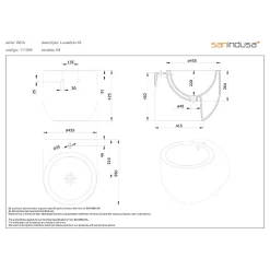 Sanindusa Lavabo suspendu cylindrique contemporain céramique traditionnelle WCA blanc (robinet non inclus)