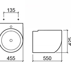 Sanindusa Lavabo suspendu cylindrique contemporain céramique traditionnelle WCA blanc (robinet non inclus)