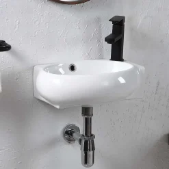 Lavabo|Poalgi Lavabo suspendu OVAL-W céramique 43x12x28 cm blanc