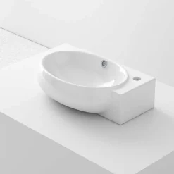 Lavabo|Poalgi Lavabo suspendu OVAL-W céramique 43x12x28 cm blanc