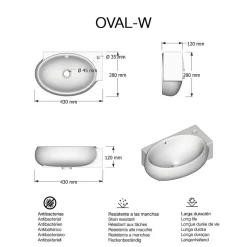 Lavabo|Poalgi Lavabo suspendu OVAL-W céramique 43x12x28 cm blanc