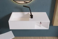 Bernstein Lavabo suspendu 80x40x20cm en fonte minérale avec espace de rangement - PB2037