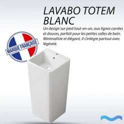 Lavabo|Dileci Lavabo Totem Colonne Blanc Carré Hauteur 83